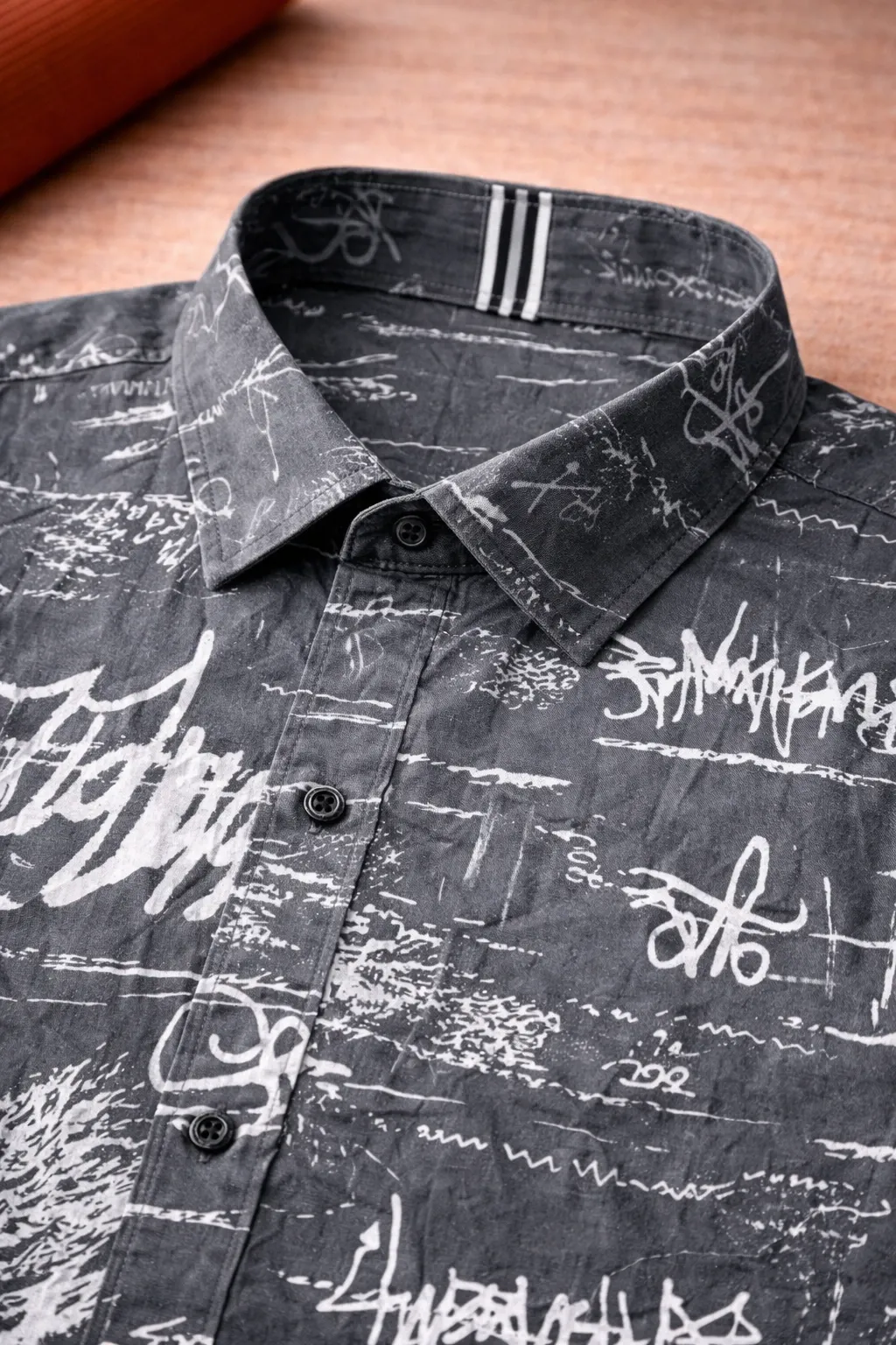 [MS-SH-1021-M] Scribble Print Shirt (M, GREY)