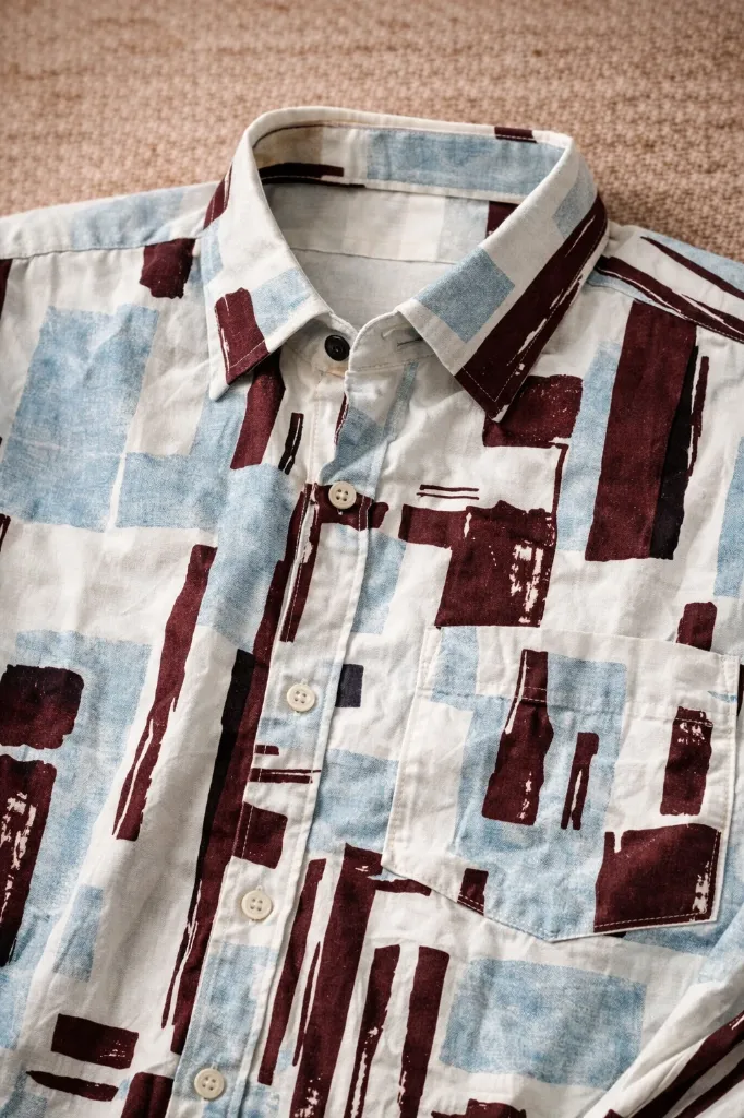 [MS-SH-1039-M] Canyon Brush Print Shirt (M, SKY BLUE)