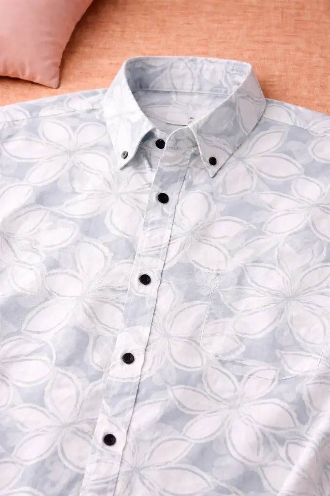 [MS-SH-1029-M] Light Blue Floral Shirt (M)