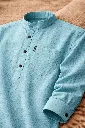 Men's Aqua Green Textured Kurta