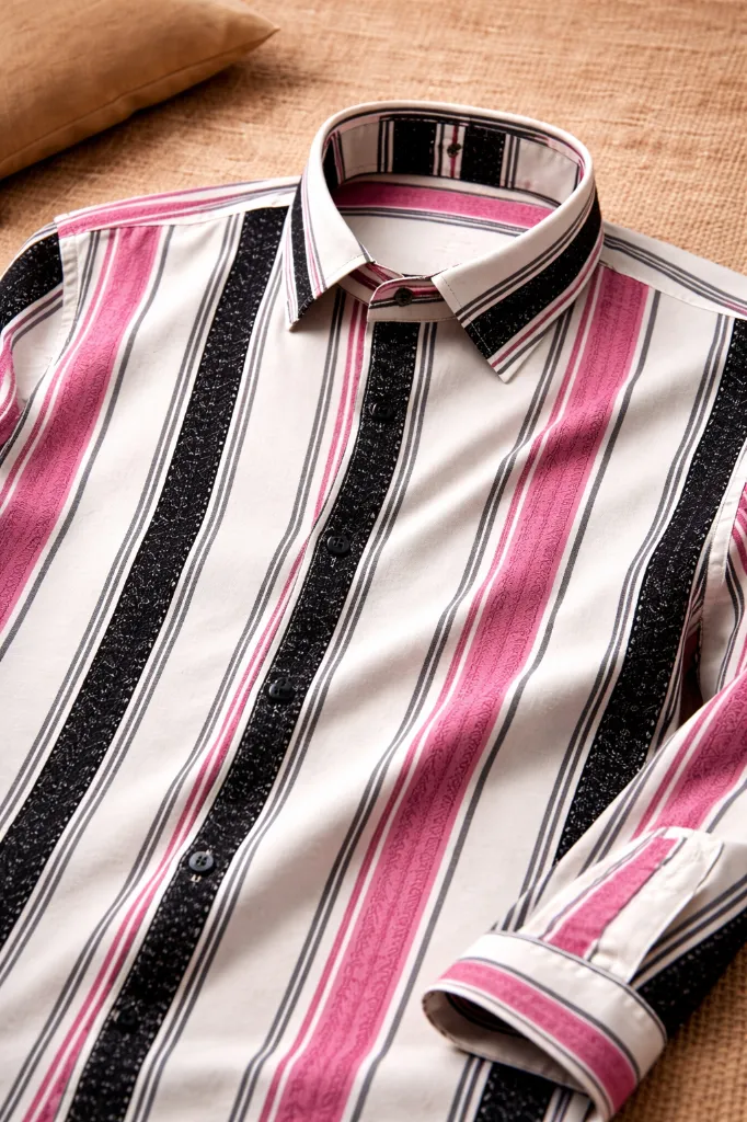 [MS-SH-1010-M] White Multi Stripe Shirt (M)