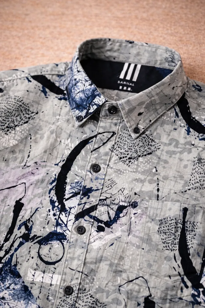 [MS-SH-1012-M] Grey Artistic Texture Shirt (M)