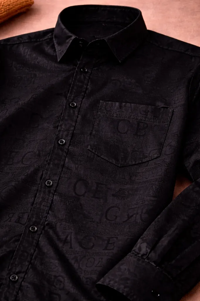 [MS-SH-1020-M] Dark Teal Micro Print Shirt (M)